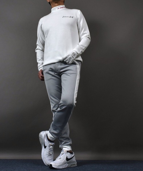COMON GOLF(コモンゴルフ)の「柔らかいエアーポンチジャージ素材 長袖モックネック ゴルフシャツ(Tシャツ/カットソー・メンズ・ブラック/ピンク/ホワイト・M/L/XL/XXL)」の8枚目の写真