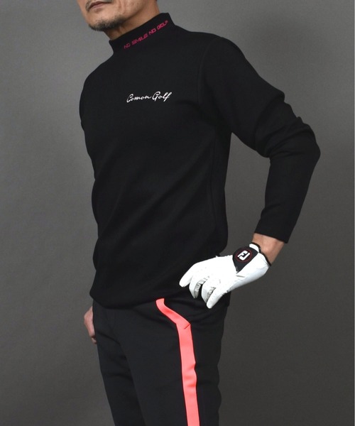 COMON GOLF(コモンゴルフ)の「柔らかいエアーポンチジャージ素材 長袖モックネック ゴルフシャツ(Tシャツ/カットソー・メンズ・ブラック/ピンク/ホワイト・M/L/XL/XXL)」の6枚目の写真