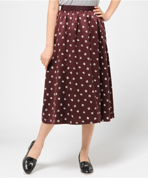 ROSE BUD（ローズバッド）の「LSK-15208  W/ELASTIC GATHERED SKIRT（スカート・レディース・チャコール/バーガンディー・ONE SIZE）」の2枚目の写真