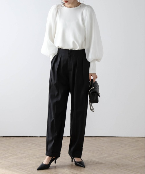 Lajour(ラジュール)の「ダブルタックテーパードパンツ(その他パンツ・レディース・ブラック/ベージュ/ホワイト・S/M/L)」の8枚目の写真
