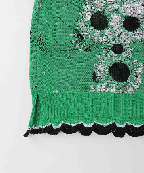 OHGA マーガレットニット　刺繍　ブルー　オオガ　オーガ　サマーニット OHGA マーガレットニット 刺繍 ブルー オオガ オーガ サマー