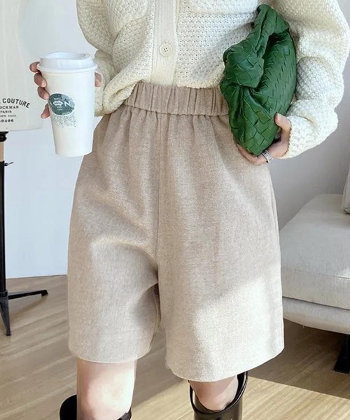 Miniministore(ミニミニストア)の「ウール風ハーフパンツ5分丈ワイドパンツ(その他パンツ・レディース・ブラック/ベージュ・M/XL/L)」の1枚目の写真