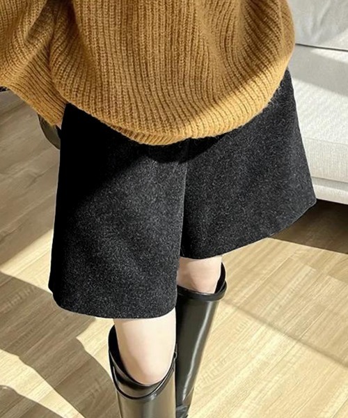 Miniministore(ミニミニストア)の「ウール風ハーフパンツ5分丈ワイドパンツ(その他パンツ・レディース・ブラック/ベージュ・M/XL/L)」の2枚目の写真
