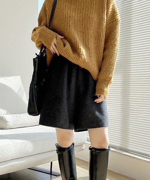Miniministore(ミニミニストア)の「ウール風ハーフパンツ5分丈ワイドパンツ(その他パンツ・レディース・ブラック/ベージュ・M/XL/L)」の20枚目の写真