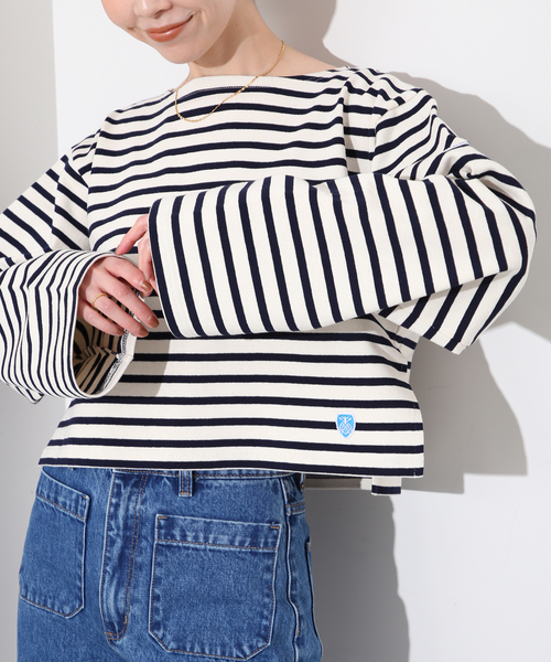 SLOBE IENA(スローブイエナ)の「【ORCIVAL/オーシバル】 CROPPED BOAT NECK P.Oカットソー(Tシャツ/カットソー・レディース・アイボリー/ホワイト/レッド・FREE)」の3枚目の写真