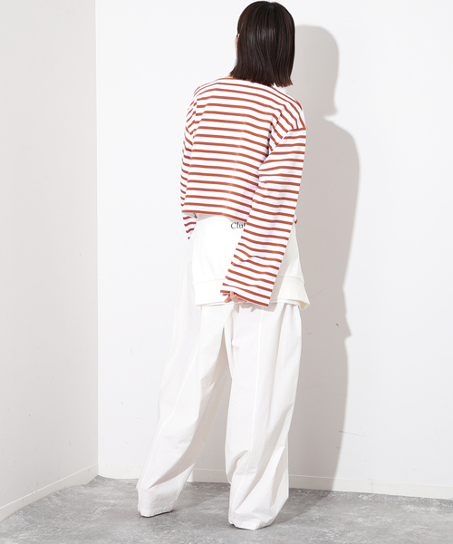 SLOBE IENA(スローブイエナ)の「【ORCIVAL/オーシバル】 CROPPED BOAT NECK P.Oカットソー(Tシャツ/カットソー・レディース・アイボリー/ホワイト/レッド・FREE)」の8枚目の写真