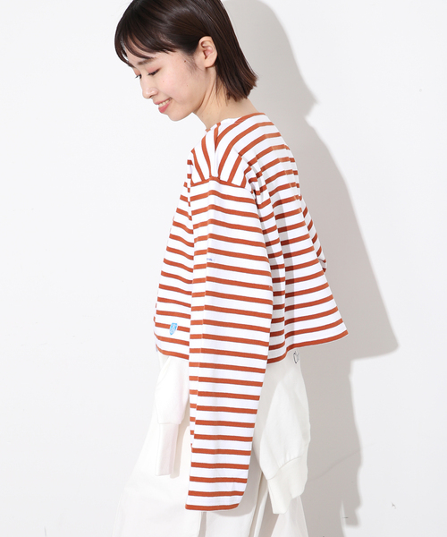SLOBE IENA(スローブイエナ)の「【ORCIVAL/オーシバル】 CROPPED BOAT NECK P.Oカットソー(Tシャツ/カットソー・レディース・アイボリー/ホワイト/レッド・FREE)」の11枚目の写真
