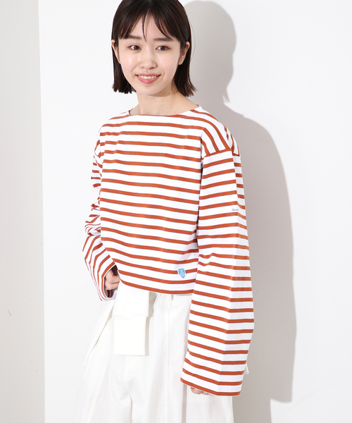 SLOBE IENA(スローブイエナ)の「【ORCIVAL/オーシバル】 CROPPED BOAT NECK P.Oカットソー(Tシャツ/カットソー・レディース・アイボリー/ホワイト/レッド・FREE)」の12枚目の写真