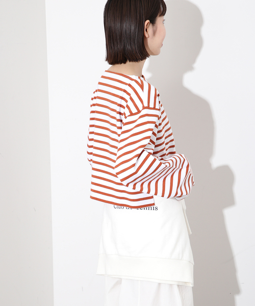 SLOBE IENA(スローブイエナ)の「【ORCIVAL/オーシバル】 CROPPED BOAT NECK P.Oカットソー(Tシャツ/カットソー・レディース・アイボリー/ホワイト/レッド・FREE)」の13枚目の写真