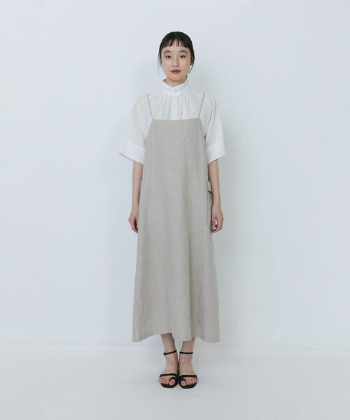 LOISIR（ロワズィール）の「リネンヘリンボンエプロンワンピース