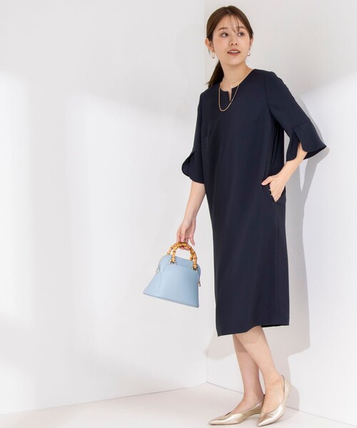 NOLLEY’S Sophi（ノーリーズソフィ）の「バックサテンフレアスリーブワンピース（ワンピース・レディース・ベビーピンク/ネイビー・38/36）」の12枚目の写真