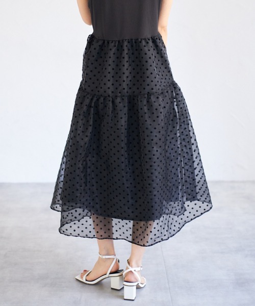tocco closet（トッコ　クローゼット）の「【ZOZO限定】ドットチュールドッキングワンピース（ワンピース・レディース・ベージュ/ブラック・M）」の11枚目の写真