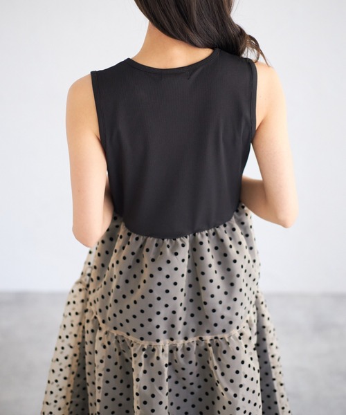 tocco closet（トッコ　クローゼット）の「【ZOZO限定】ドットチュールドッキングワンピース（ワンピース・レディース・ベージュ/ブラック・M）」の20枚目の写真