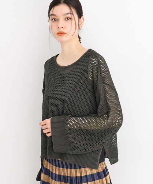 THE SHOP TK (ザ ショップ ティーケー )の「◆【2点セット】メッシュニット×タンクトップ/洗濯機OK(その他トップス・レディース・スミクロ/ベージュ/ブルー・12/13)」の2枚目の写真
