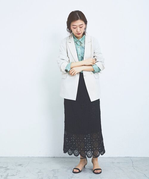 le.coeur blanc（ルクールブラン）の「麻クロステーラードジャケット（テーラードジャケット・レディース・ダークグレー/モカ/ベージュ系その他・38）」の9枚目の写真