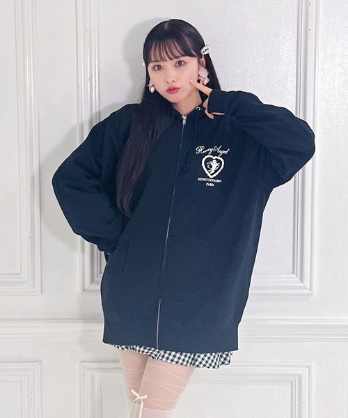 Honey Cinnamon(ハニーシナモン)の「エンジェルフレームジップパーカー(パーカー・レディース・ブラック・X-LARGE)」の2枚目の写真