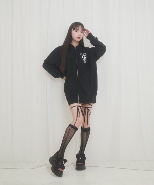 Honey Cinnamon(ハニーシナモン)の「エンジェルフレームジップパーカー(パーカー・レディース・ブラック・X-LARGE)」の8枚目の写真