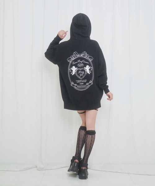 Honey Cinnamon(ハニーシナモン)の「エンジェルフレームジップパーカー(パーカー・レディース・ブラック・X-LARGE)」の9枚目の写真