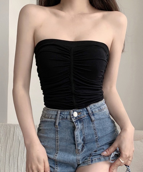 Miniministore（ミニミニストア）の「チューブトップ カップ付き ノンワイヤー（チューブトップ・レディース・カーキブラウン/ブラック/ダークグレー/ブラウン/ホワイト・FREE）」の3枚目の写真