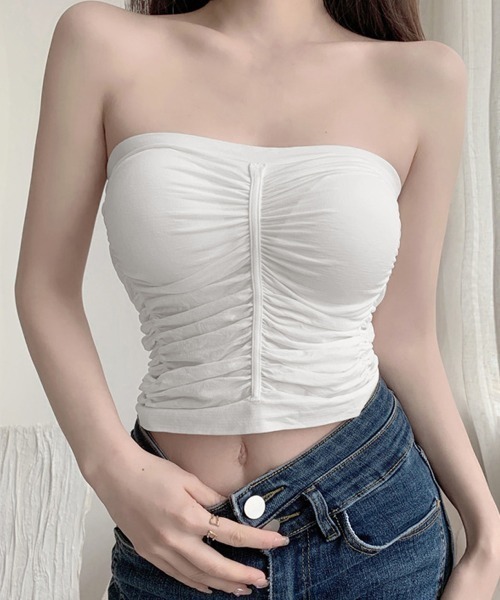 Miniministore（ミニミニストア）の「チューブトップ カップ付き ノンワイヤー（チューブトップ・レディース・カーキブラウン/ブラック/ダークグレー/ブラウン/ホワイト・FREE）」の6枚目の写真