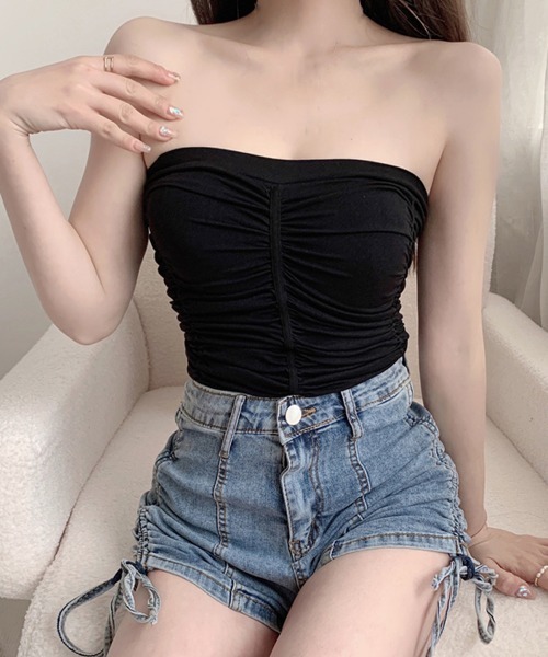 Miniministore（ミニミニストア）の「チューブトップ カップ付き ノンワイヤー（チューブトップ・レディース・カーキブラウン/ブラック/ダークグレー/ブラウン/ホワイト・FREE）」の10枚目の写真