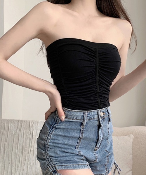 Miniministore（ミニミニストア）の「チューブトップ カップ付き ノンワイヤー（チューブトップ・レディース・カーキブラウン/ブラック/ダークグレー/ブラウン/ホワイト・FREE）」の11枚目の写真