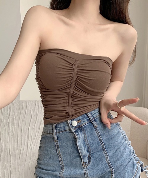 Miniministore（ミニミニストア）の「チューブトップ カップ付き ノンワイヤー（チューブトップ・レディース・カーキブラウン/ブラック/ダークグレー/ブラウン/ホワイト・FREE）」の12枚目の写真