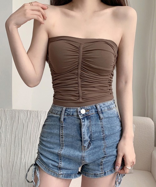 Miniministore（ミニミニストア）の「チューブトップ カップ付き ノンワイヤー（チューブトップ・レディース・カーキブラウン/ブラック/ダークグレー/ブラウン/ホワイト・FREE）」の13枚目の写真