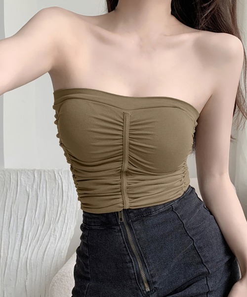 Miniministore（ミニミニストア）の「チューブトップ カップ付き ノンワイヤー（チューブトップ・レディース・カーキブラウン/ブラック/ダークグレー/ブラウン/ホワイト・FREE）」の16枚目の写真