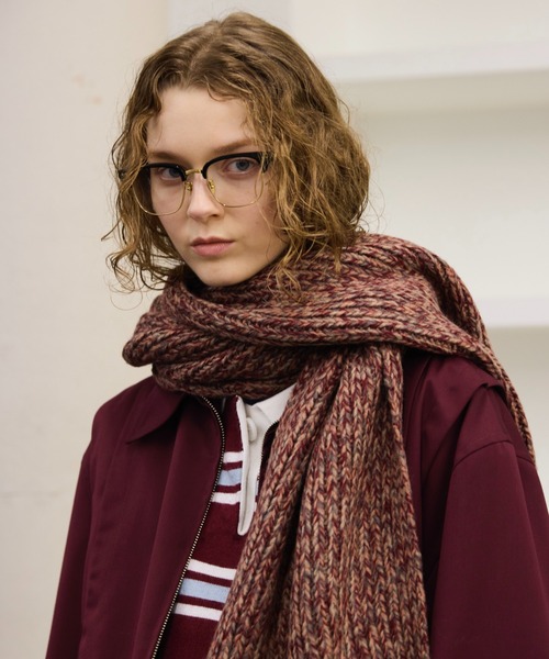 soerte（ソエルテ）の「MULTI COLLAR VOLUME FRINGE MUFFLER/マルチカラーボリュームフリンジマフラー（マフラー・メンズ・イエロー/ピンク/グリーン/ネイビー・FREE）」の16枚目の写真