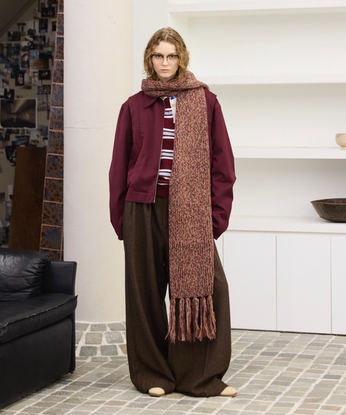 soerte（ソエルテ）の「MULTI COLLAR VOLUME FRINGE MUFFLER/マルチカラーボリュームフリンジマフラー（マフラー・メンズ・イエロー/ピンク/グリーン/ネイビー・FREE）」の15枚目の写真