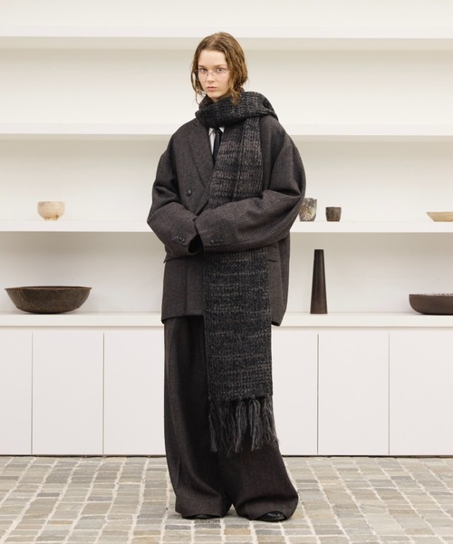 soerte（ソエルテ）の「MULTI COLLAR VOLUME FRINGE MUFFLER/マルチカラーボリュームフリンジマフラー（マフラー・メンズ・イエロー/ピンク/グリーン/ネイビー・FREE）」の19枚目の写真