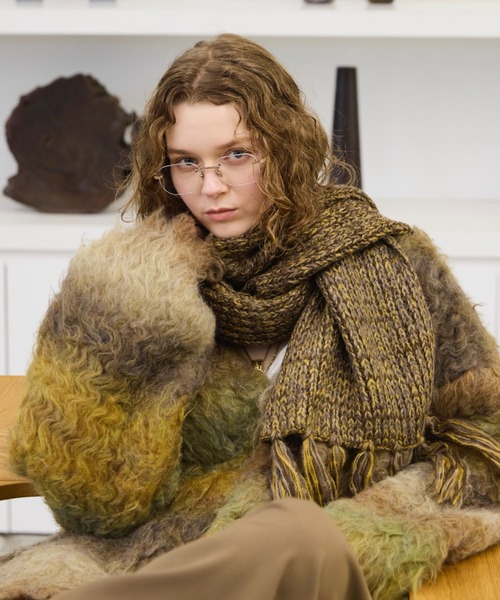 セール】MULTI COLLAR VOLUME FRINGE MUFFLER/マルチカラーボリューム