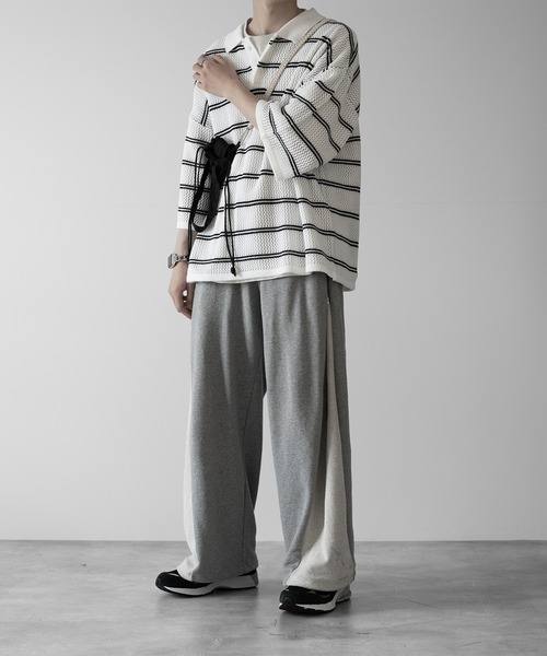 RUUBON（ルーボン）の「【RUUBON】border mesh knit polo / ボーダーメッシュニットポロ（ポロシャツ・メンズ・ブラック/ホワイト・L/M/S）」の18枚目の写真