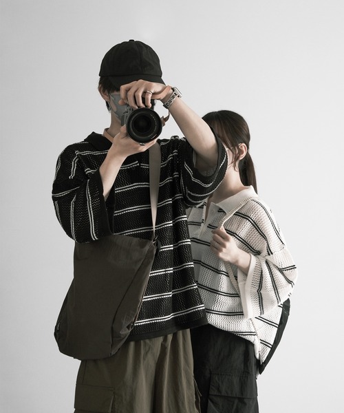 RUUBON（ルーボン）の「【RUUBON】border mesh knit polo / ボーダーメッシュニットポロ（ポロシャツ・メンズ・ブラック/ホワイト・L/M/S）」の22枚目の写真