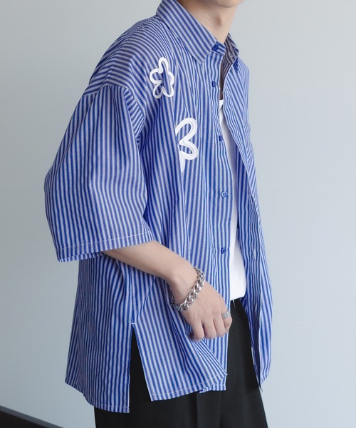 セール】フラワーコードストライプシャツ（シャツ/ブラウス）｜epnok