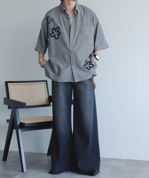 セール】フラワーコードストライプシャツ（シャツ/ブラウス）｜epnok