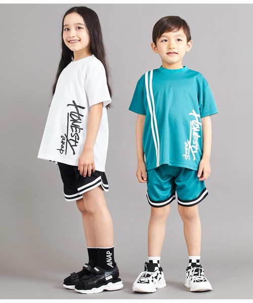 ANAP kids(アナップキッズ)の「速乾スポーティラインハーフパンツ(その他パンツ・キッズ・グリーン/ブラック・110cm/120cm/130cm)」の4枚目の写真