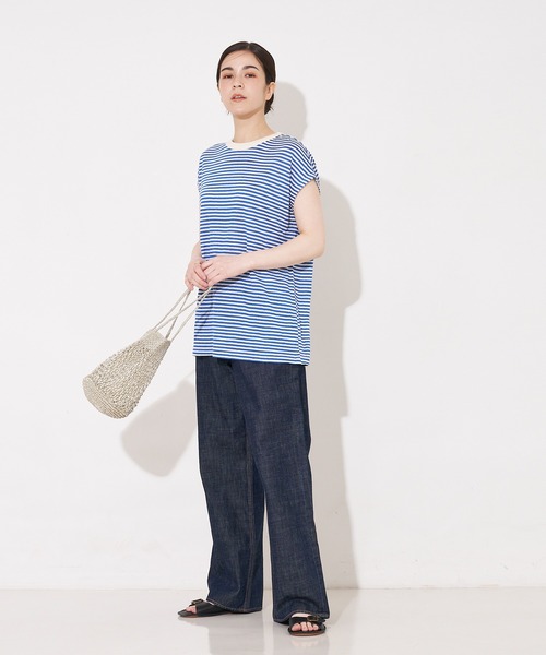 collex（コレックス）の「【WEB限定】フレンチスリーブボーダーTシャツ（Tシャツ/カットソー・レディース・ブルー系その他/ブラック系その他・フリー）」の7枚目の写真