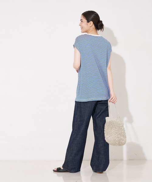 collex（コレックス）の「【WEB限定】フレンチスリーブボーダーTシャツ（Tシャツ/カットソー・レディース・ブルー系その他/ブラック系その他・フリー）」の9枚目の写真