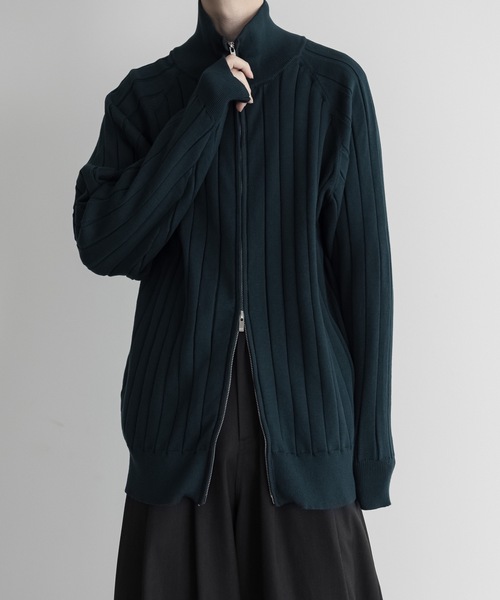 remer（リメール）の「loose wide-rib drivers knit / ルーズワイドリブドライバーズニット（ニット/セーター・メンズ・チャコールグレー/ブラック/ブルーグリーン・X-SMALL/SMALL/MEDIUM/LARGE）」の3枚目の写真