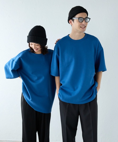 8.5オンスダンボールニットビッグシルエットTシャツ（ポリジン加工）（Tシャツ/カットソー）｜Bonjour Sagan（ボンジュールサガン）