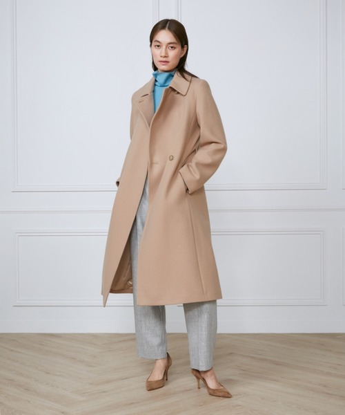 【美品】イネド カシミヤ100% ラップコート チェスターコート ベルト M 美品】イネド カシミヤ100% ラップコート チェスターコート ベルト M