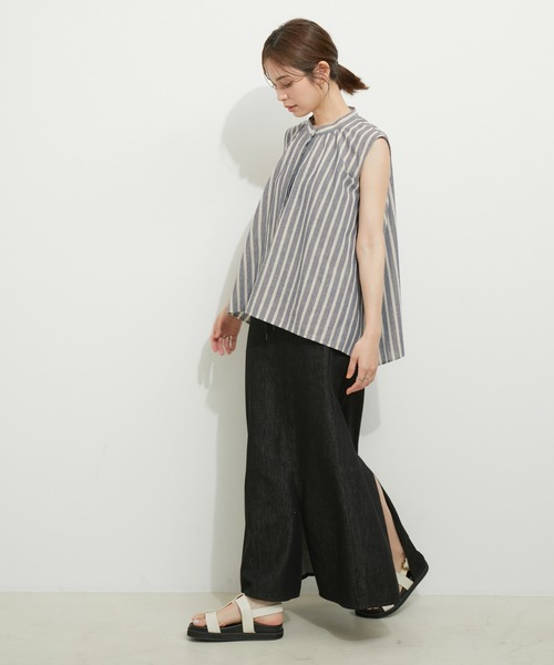 le cercle ADAM ET ROPE'(ルセルクルアダムエロペ)の「ストライプ ノースリーブフレアブラウス(シャツ/ブラウス・レディース・ブラック系その他2/ホワイト系その他6/ブルー系その他・FREE)」の10枚目の写真