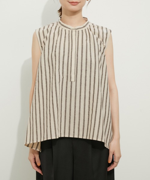 le cercle ADAM ET ROPE'(ルセルクルアダムエロペ)の「ストライプ ノースリーブフレアブラウス(シャツ/ブラウス・レディース・ブラック系その他2/ホワイト系その他6/ブルー系その他・FREE)」の11枚目の写真