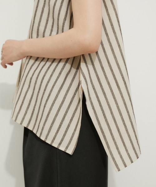 le cercle ADAM ET ROPE'(ルセルクルアダムエロペ)の「ストライプ ノースリーブフレアブラウス(シャツ/ブラウス・レディース・ブラック系その他2/ホワイト系その他6/ブルー系その他・FREE)」の16枚目の写真