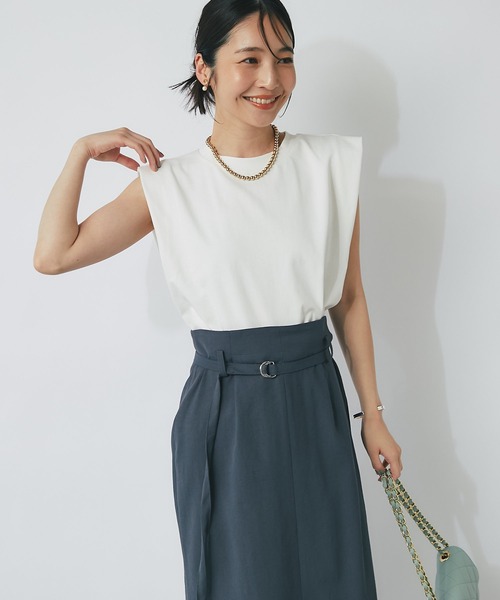 La boutique BonBon ノースリーブ チュニック 38 セール】【二の腕すっきり】ノースリクロップドカットソー（T