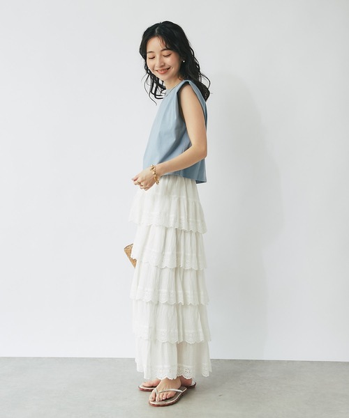 La boutique BonBon（ラブティックボンボン）の「【二の腕すっきり】ノースリクロップドカットソー（Tシャツ/カットソー・レディース・ホワイト/チャコールグレー/スカイブルー・FREE）」の17枚目の写真
