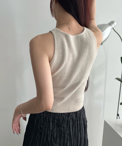melange american sleeve knit tank top/メランジアメスリニット