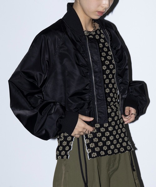 MAISON BREEZE reveur(メゾンブリーズレヴール)の「【MAISON BREEZE reveur】150DラグランショートMA-1 trc(MA-1・レディース・カーキ/ブラック/グリーン・FREE)」の2枚目の写真
